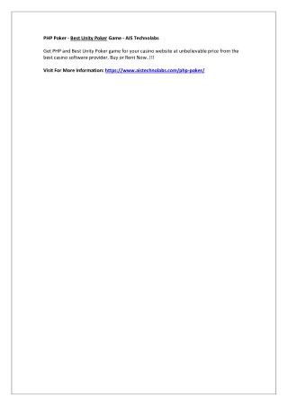 php poker best unity poker game ais technolabs