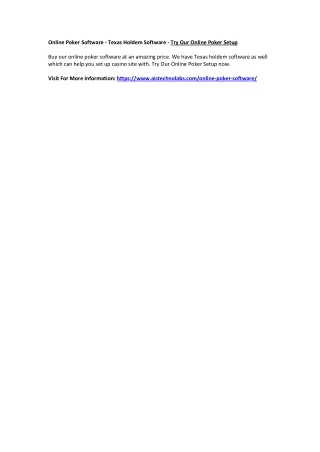online poker software texas holdem software