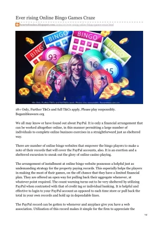 ever rising online bingo games craze