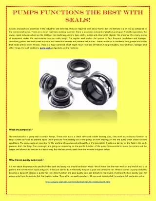 pumps functions the best with seals