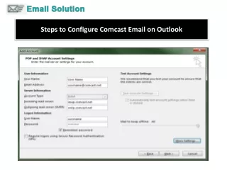 steps to configure comcast email on outlook
