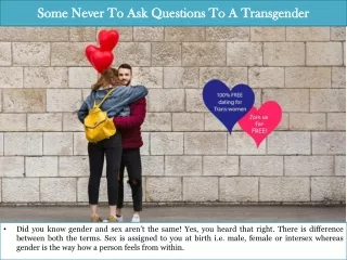 Some Never To Ask Questions To A Transgender