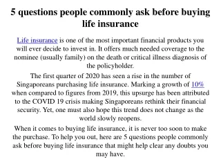 5 questions people commonly ask before buying life insurance