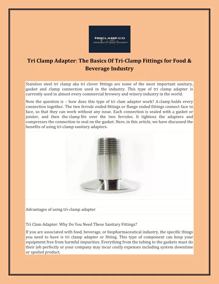 tri clamp adapter the basics of tri clamp