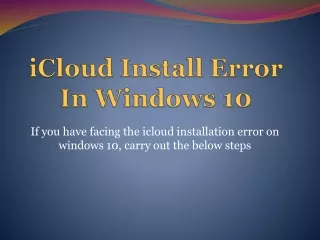 icloud install error in windows 10