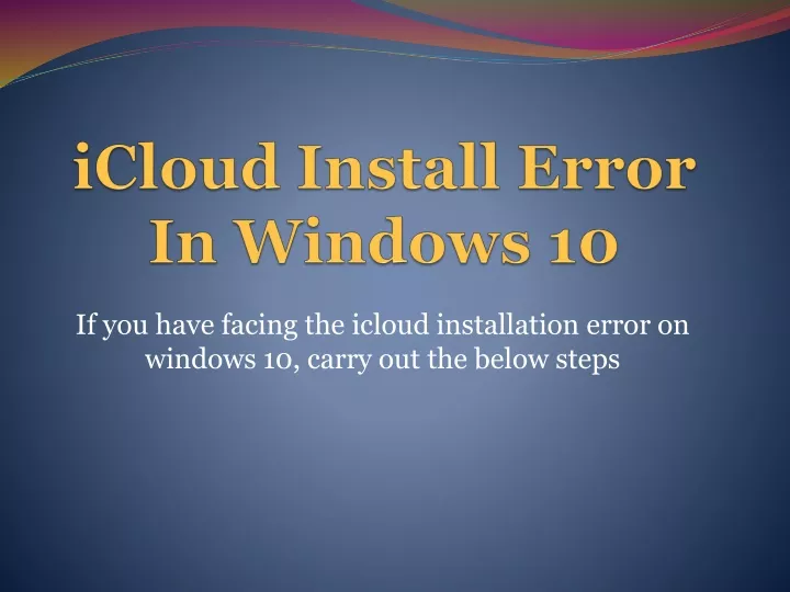 icloud install error in windows 10