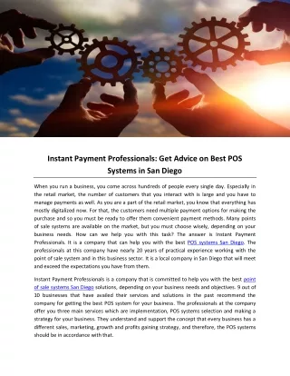 Instant Payment Professionals: Get Advice on Best POS Systems in San Diego