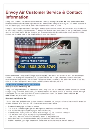 envoy air customer service contact information