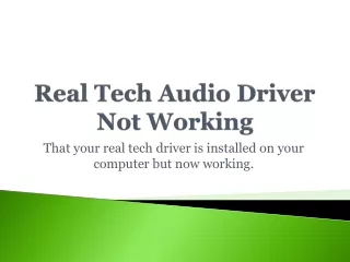 real tech audio driver not working
