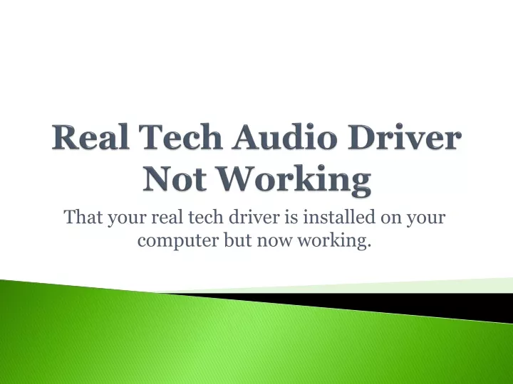 real tech audio driver not working