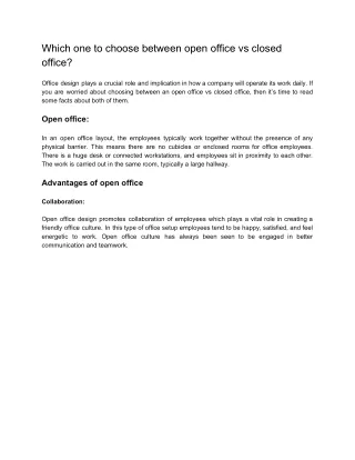 which one to choose between open office vs closed