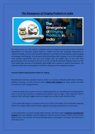 The Emergence of Forging Products in India