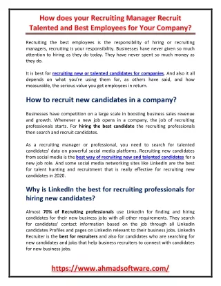 how does your recruiting manager recruit talented