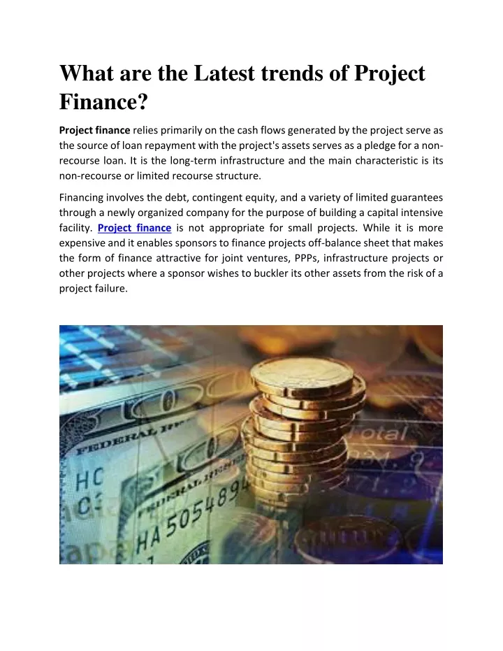 what are the latest trends of project finance