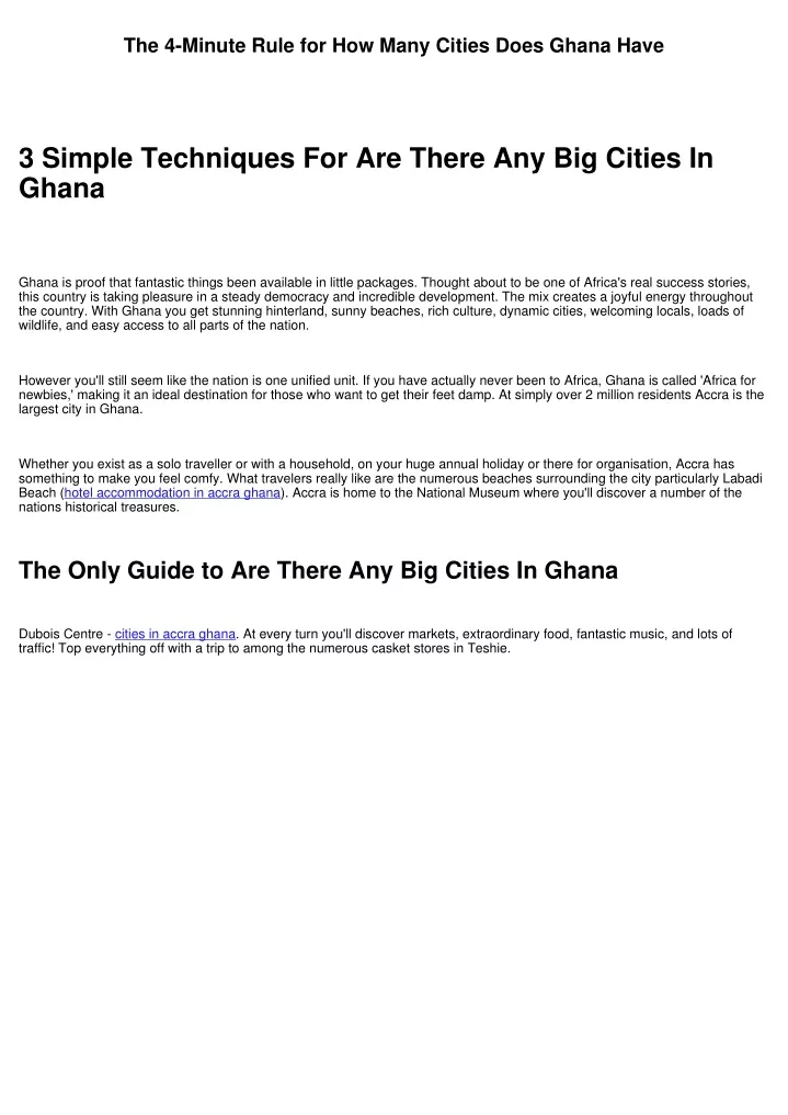 the 4 minute rule for how many cities does ghana