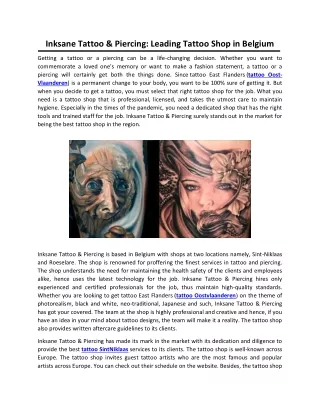 Inksane Tattoo & Piercing: Leading Tattoo Shop in Belgium