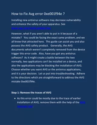 how to fix avg error 0xe001f94e