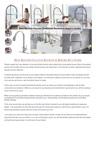 11 Best Kitchen Faucets 2020 reviews & Buying Guide