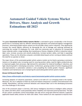 automated guided vehicle systems market drivers
