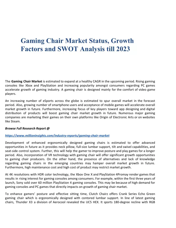 gaming chair market status growth factors