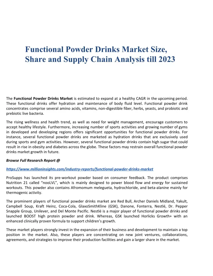 functional powder drinks market size share