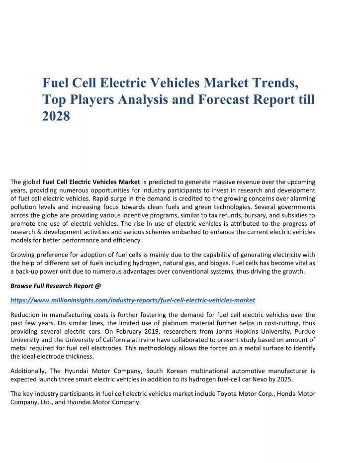 fuel cell electric vehicles market trends