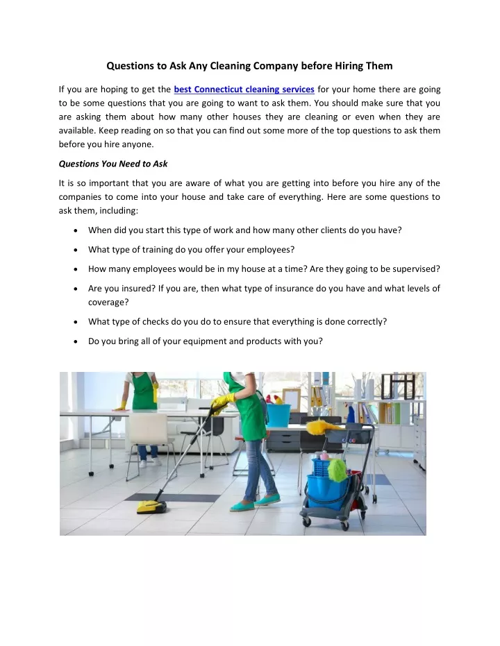 questions to ask any cleaning company before