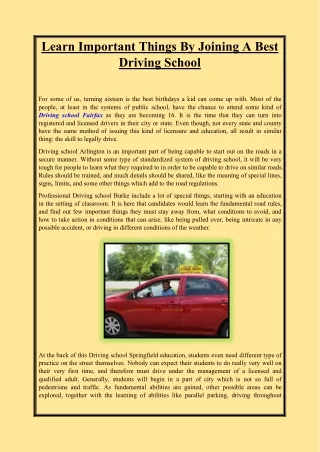 learn important things by joining a best driving
