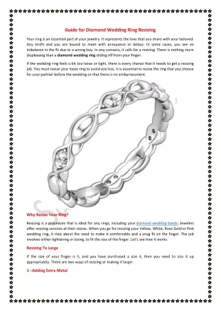 Guide for Diamond Wedding Ring Resizing