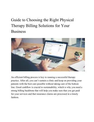 Guide to Choosing the Right Physical Therapy Billing Solutions for Your Business
