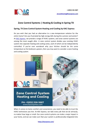 Zone Control Systems | Heating & Cooling in Spring TX