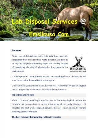 lab disposal services @