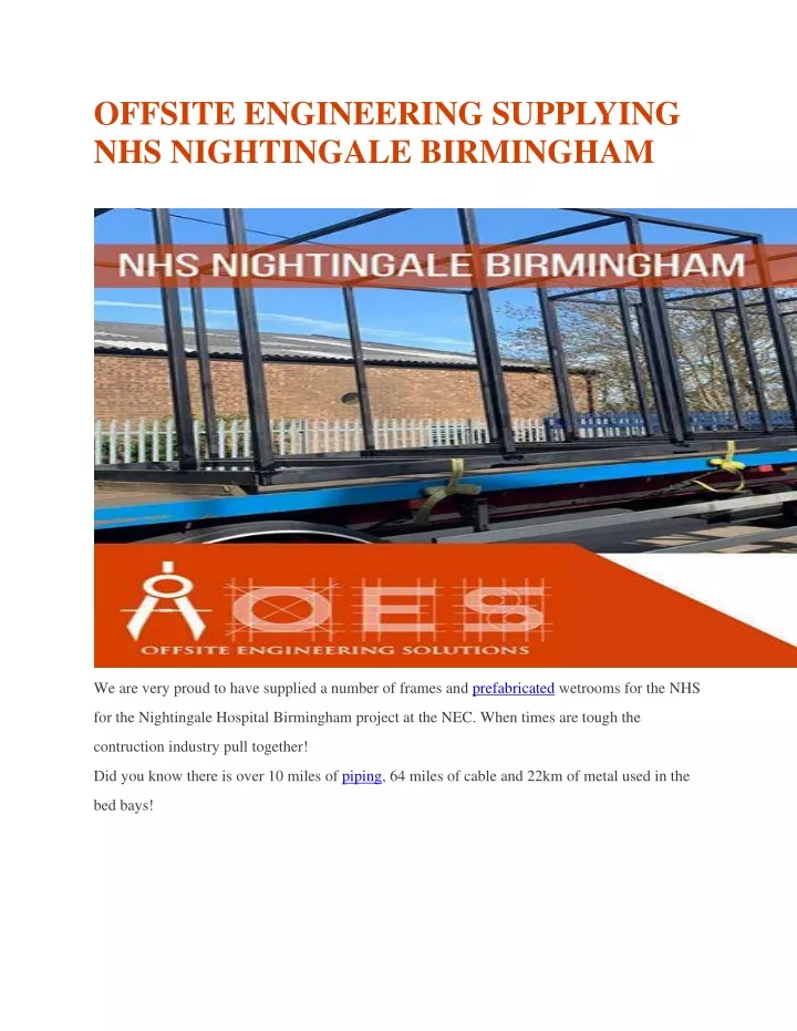 offsite engineering supplying nhs nightingale