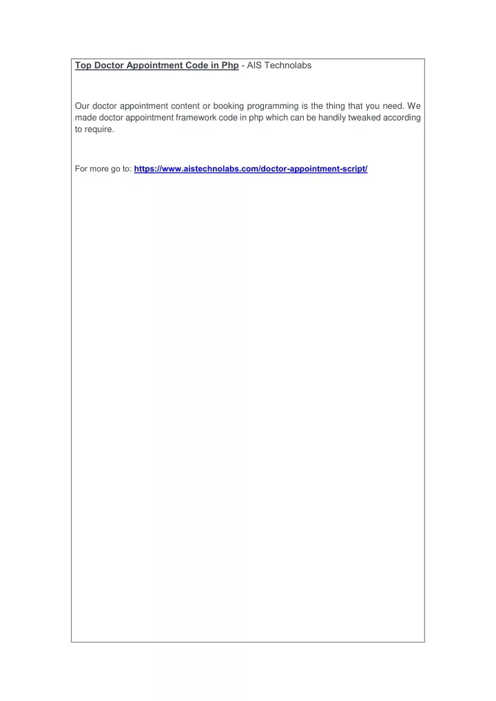top doctor appointment code in php ais technolabs