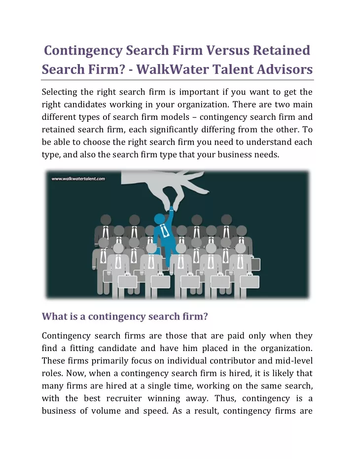 contingency search firm versus retained search