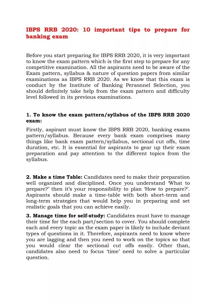ibps rrb 2020 10 important tips to prepare