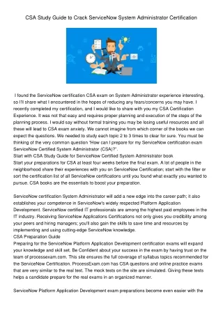 csa study guide to crack servicenow system
