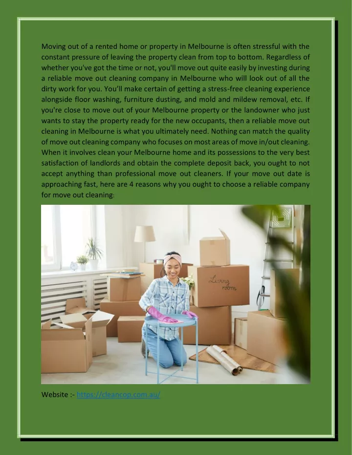 moving out of a rented home or property