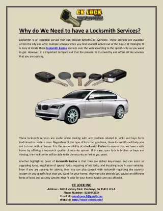why do we need to have a locksmith services