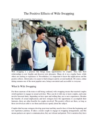 the positive effects of wife swapping