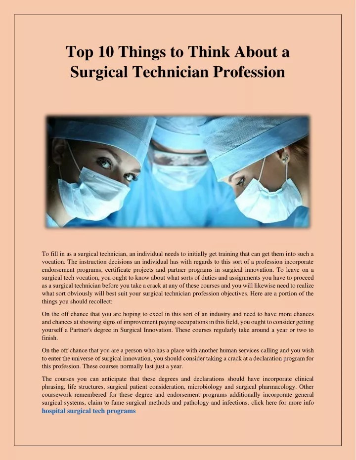 top 10 things to think about a surgical