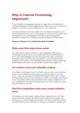 Here are 5 Reasons Your Content Should Be Formatted