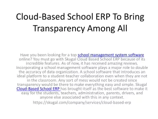 cloud based school erp to bring transparency among all