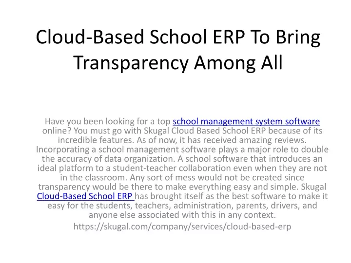 cloud based school erp to bring transparency among all