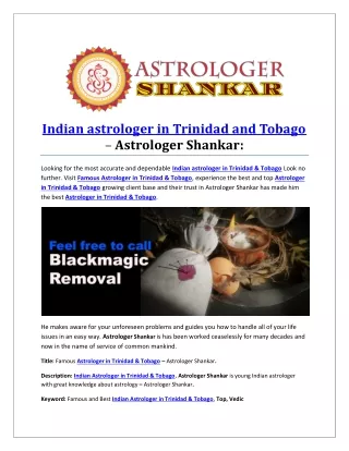 Indian astrologer in Trinidad and Tobago – Astrologer Shankar: