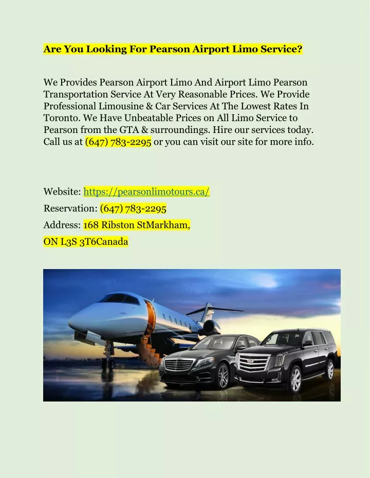 are you looking for pearson airport limo service