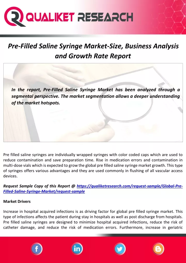 pre filled saline syringe market size business