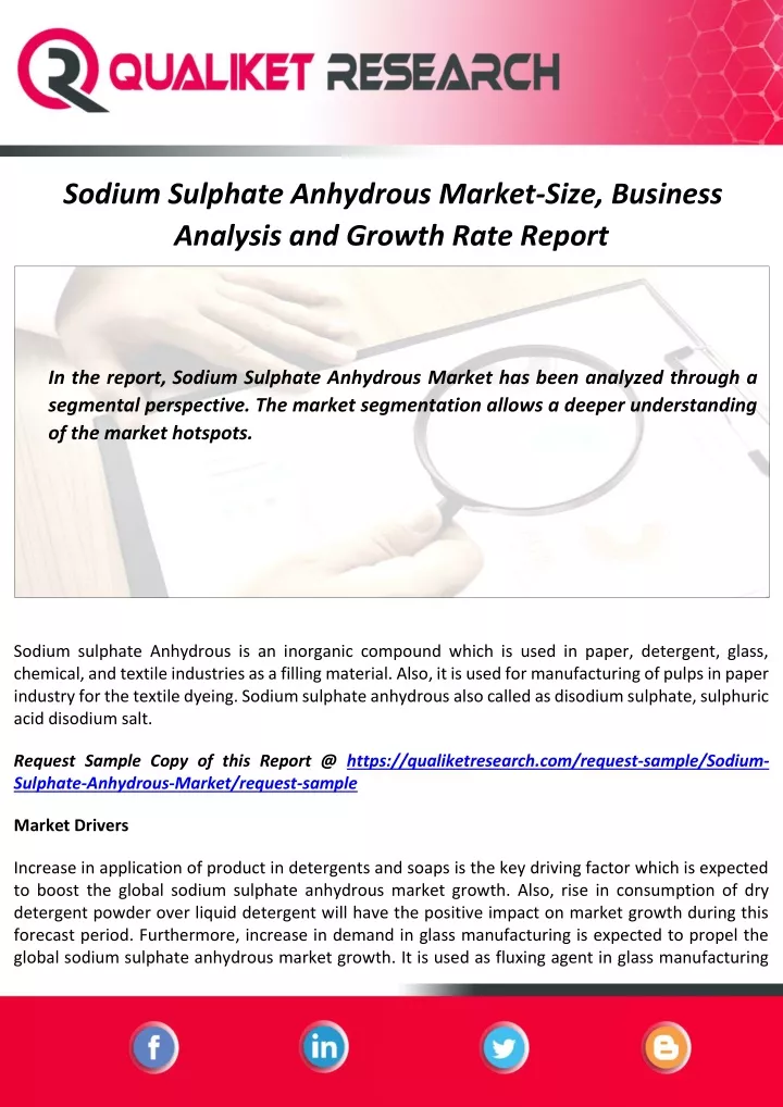 sodium sulphate anhydrous market size business