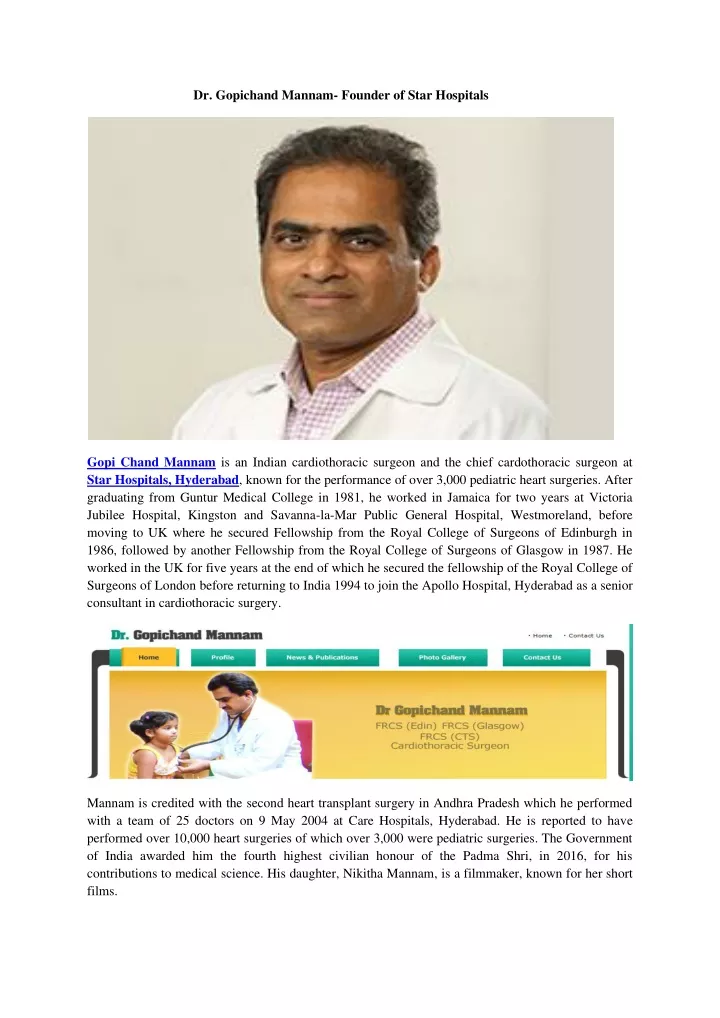 dr gopichand mannam founder of star hospitals