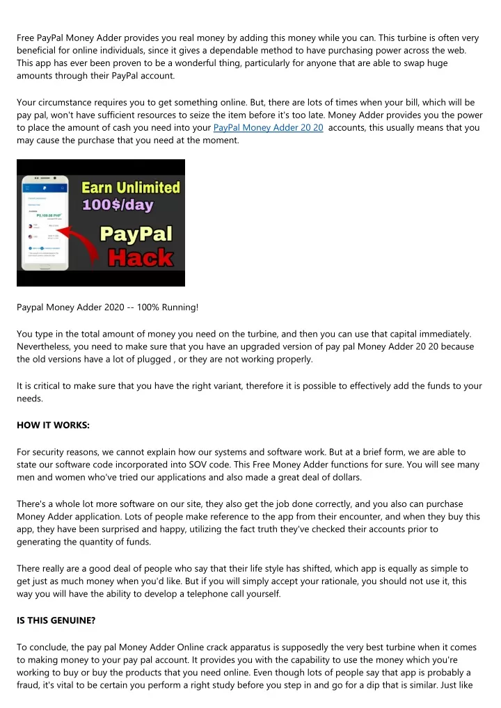 free paypal money adder provides you real money